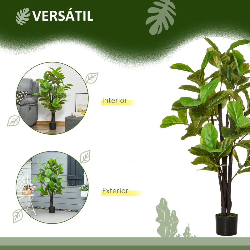 Planta Artificial Ficus 130 cm com 78 Folhas e Vaso de Planta Artificial Decorativa para Interior e Exterior Casa Sala de Estar Escritório Verde