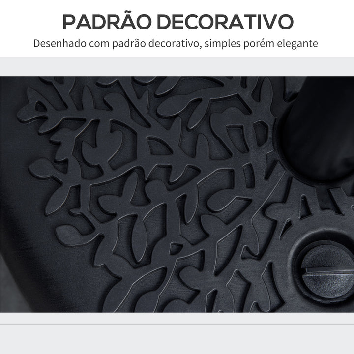 Base de Parede para Chapéu de Sol Suporte Semicircular para Chapéu de Sol Preenchido com Areia 21kg ou Água 18kg para Jardim Pátio Terraço Exterior 50x31x18cm Preto