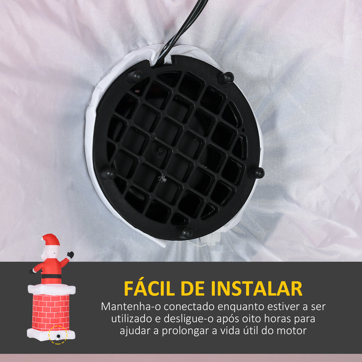 Pai Natal Insuflável com Chaminé Insuflável de Natal com 2 Luzes LED e Insuflador Elétrico Decoração de Natal para Exterior e Interior 80x70x210 cm Multicor