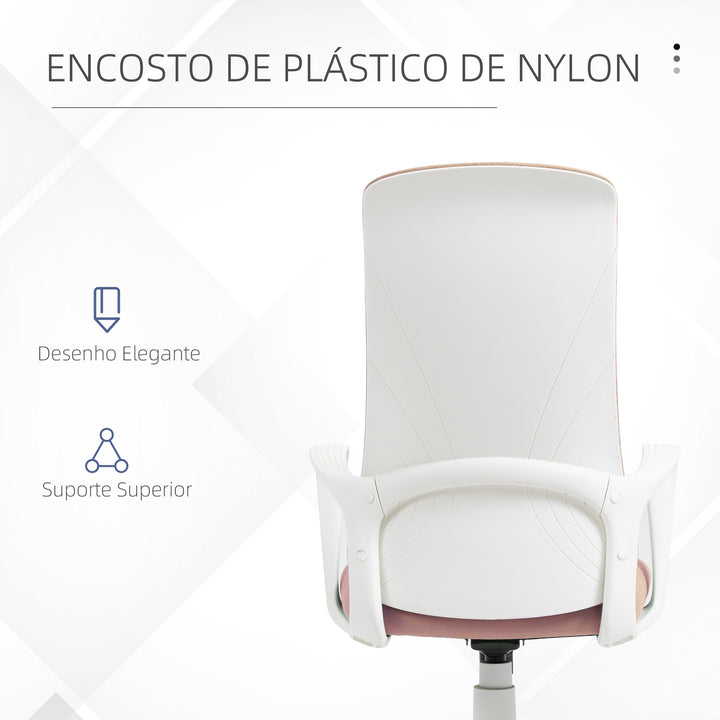 Cadeira de Escritório Giratória com Altura Ajustável Cadeira de Escritório Ergonómica com Apoio para os Braços Função de Inclinação e Encosto Alto para Sala de Estar Dormitório 62x56x110-119,5 cm Rosa
