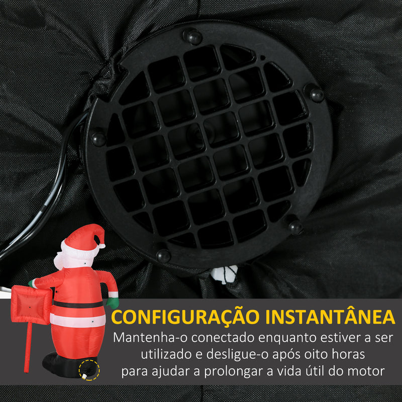 Pai Natal Insuflável com Placa Insuflável de Natal com 3 Luzes LED e Insuflador Elétrico Decoração de Natal para Exteriores e Interiores 120x65x180 cm Multicor