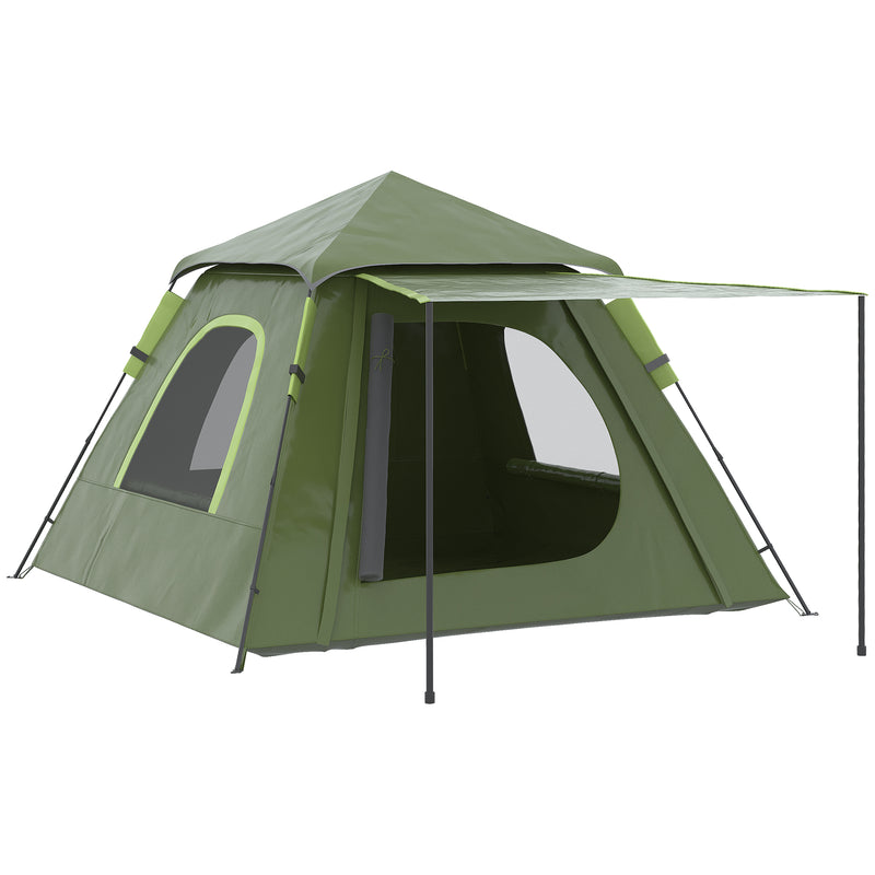 Tenda de Campismo para 2-3 Pessoas Tenda de Campismo Impermeável PU2000 mm Proteção UV50+ com Bolsa de Transporte 210x210x150 cm Verde