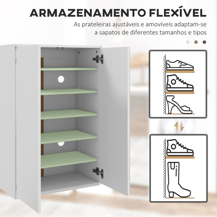 Sapateira com Espelho Móvel Sapateira para 18 Pares de Sapatos com Prateleiras Ajustáveis para Entrada 60x32x95 cm Branco