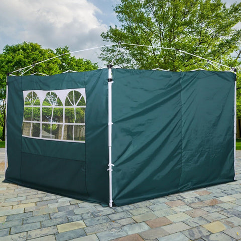 2 paredes Parte lateral para tenda 3x3m lado gazebo A tela impermeável de Oxford com janela 300x200cm - verde escuro