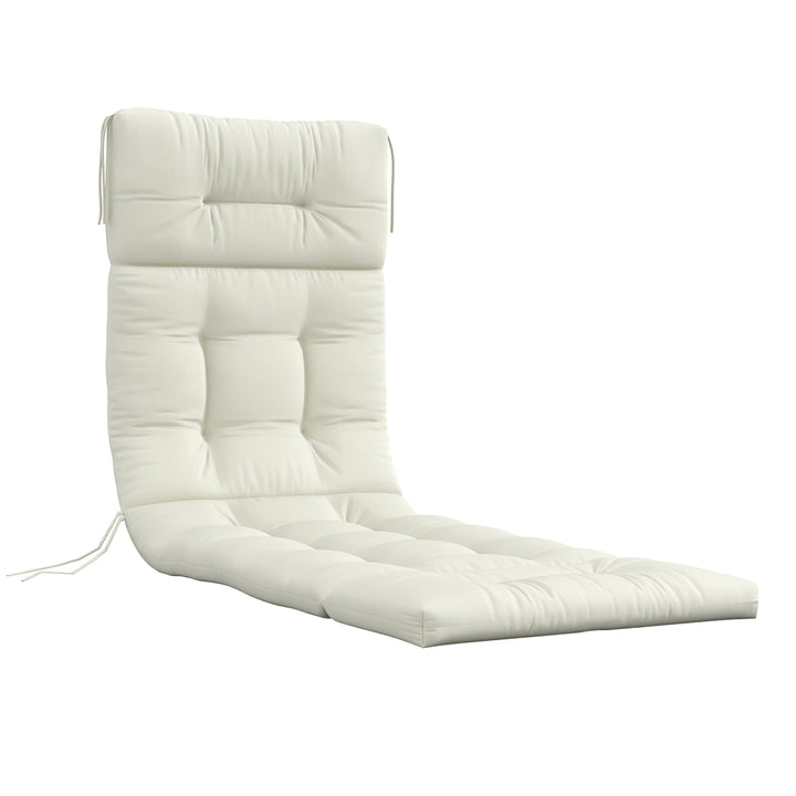 Almofada para Espreguiçadeira 200x60x13 cm Almofada Retangular de Algodão para Espreguiçadeiras Almofada de Assento e Encosto para Jardim Varanda Creme