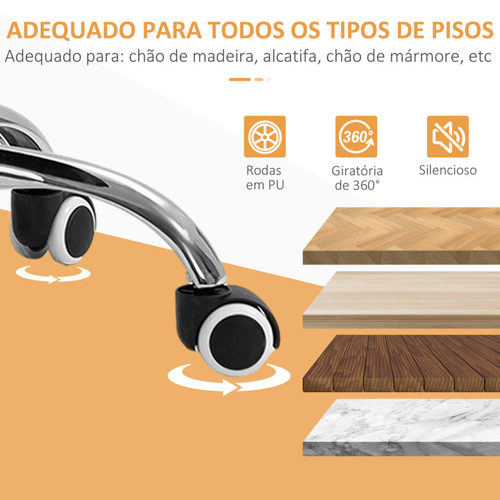 Cadeira de Escritório sem Braços Cadeira de Escritório Giratória Estofada em Tecido com Altura Ajustável Estilo Moderno Carga 120 kg 48x53x80-90 cm Laranja