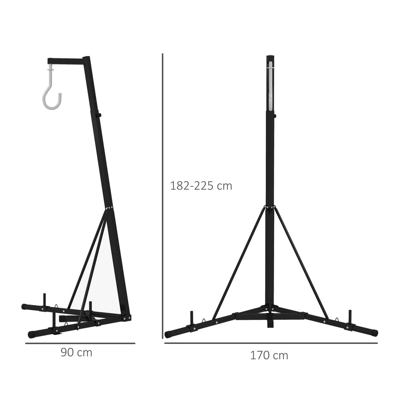 Suporte para Saco de Boxe de Pé Suporte para Saco de Boxe Dobrável com Altura Ajustável para Treinamento em Ginásio Casa Carga Máxima 60 kg 170x90x182-225 cm Preto