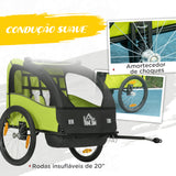 Reboque de Bicicleta para Crianças acima de 18 Meses Reboque de Bicicleta com 2 Lugares com Cinto de Segurança Espaço de Armazenamento e Sistema de Amortecimento 140x88x90 cm Verde