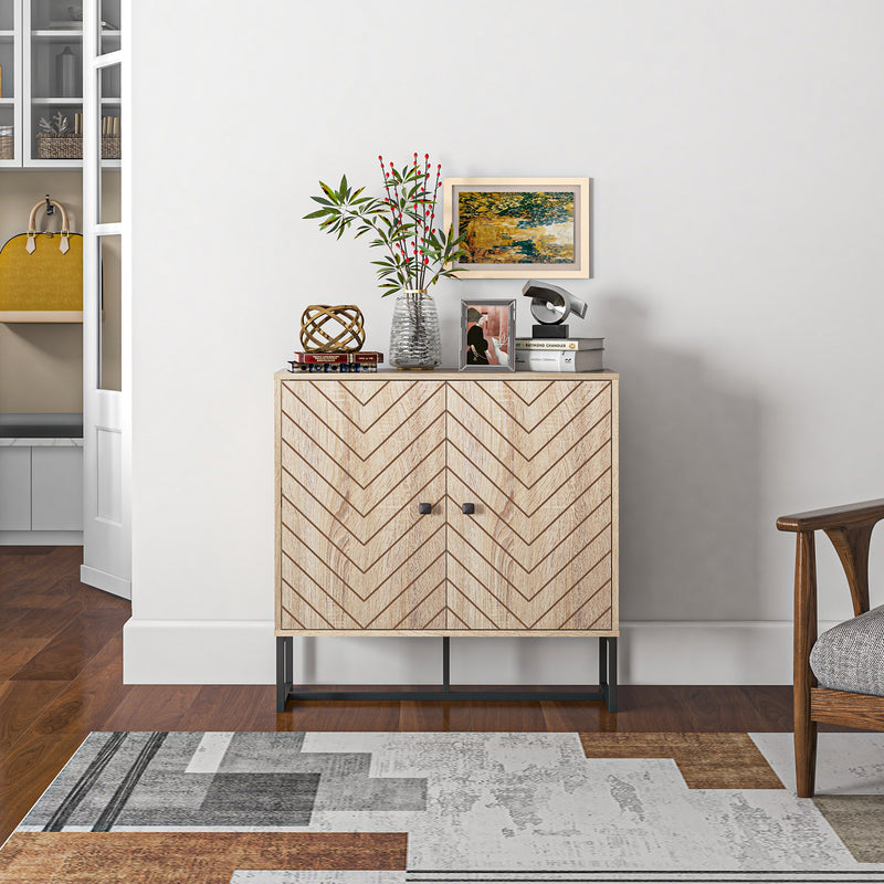 Aparador Sala de Estar Móvel Buffet com 2 Portas e Prateleiras Armário de Armazenamento para Sala de Jantar Dormitório Estilo Moderno 80x29,5x80 cm Madeira e Preto