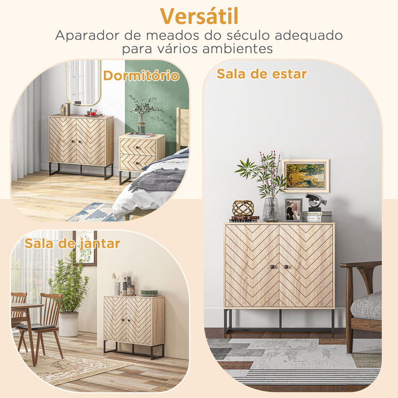 Aparador Sala de Estar Móvel Buffet com 2 Portas e Prateleiras Armário de Armazenamento para Sala de Jantar Dormitório Estilo Moderno 80x29,5x80 cm Madeira e Preto