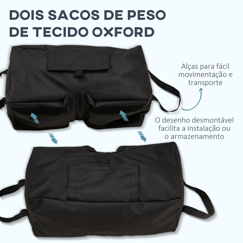 Conjunto de 2 Bolsas de Areia para Peso de Chapéu de Sol 50 kg Base para Chapéu de Sol com Pá e Alças Tecido Oxford Impermeável para Exterior 50x25x18 cm Preto