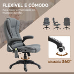 Cadeira de Massagem com 6 Pontos de Massagem Cadeira de Escritório Reclinável até 130° com Função de Aquecimento Altura Ajustável e Rodas para Estúdio 68x72x110-120 cm Cinza