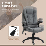 Cadeira de Massagem com 6 Pontos de Massagem Cadeira de Escritório Reclinável até 130° com Função de Aquecimento Altura Ajustável e Rodas para Estúdio 68x72x110-120 cm Cinza