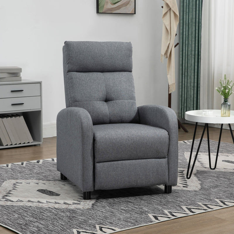 Poltrona Relax Reclinável até 155° Poltrona Reclinável Manual Estofado em Tecido Carga Máxima 150 kg para Pessoas com Altura Inferior 195 cm 67x87x98 cm Cinza