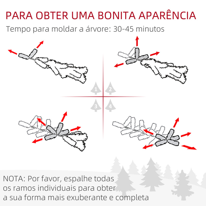 Árvore de Natal Artificial Altura 180 cm Árvore Nevada com 695 Ramos 57 Pinhas e Base de Aço Dobrável Ø104x180 cm Verde