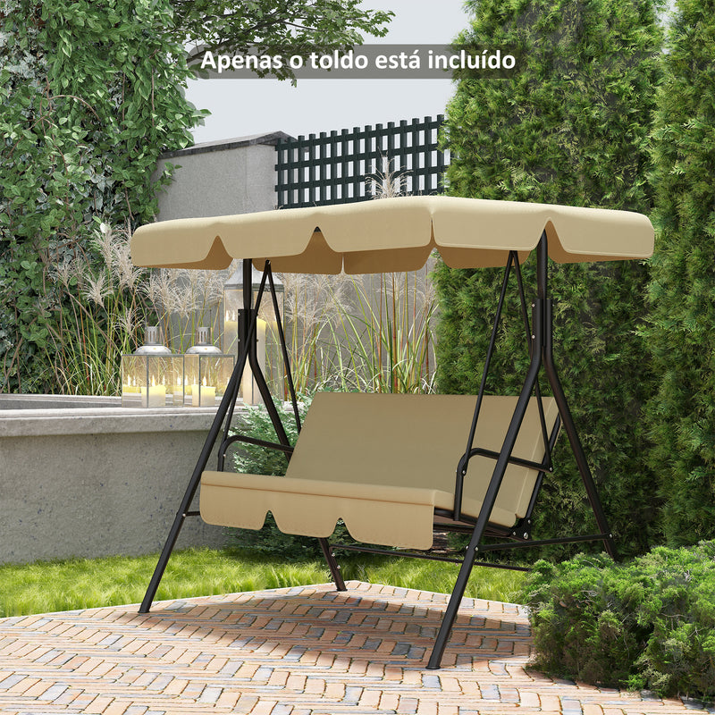 Toldo de Substituição para Baloiços de 3 Lugares Toldo para Baloiços de Jardim com Tecido de Poliéster com Proteção Solar 156x117x15 cm Bege