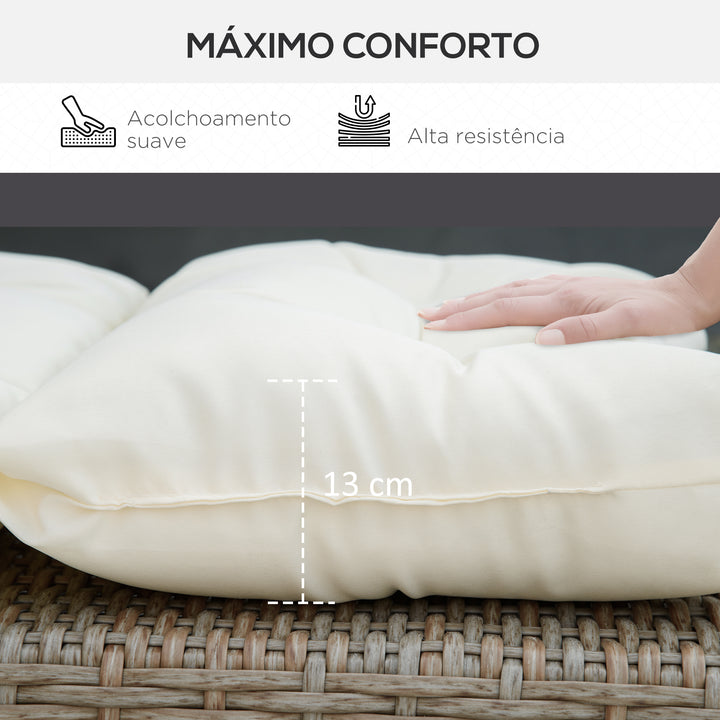 Almofada para Espreguiçadeira 200x60x13 cm Almofada Retangular de Algodão para Espreguiçadeiras Almofada de Assento e Encosto para Jardim Varanda Creme