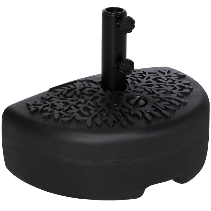 Base de Parede para Chapéu de Sol Suporte Semicircular para Chapéu de Sol Preenchido com Areia 21kg ou Água 18kg para Jardim Pátio Terraço Exterior 50x31x18cm Preto