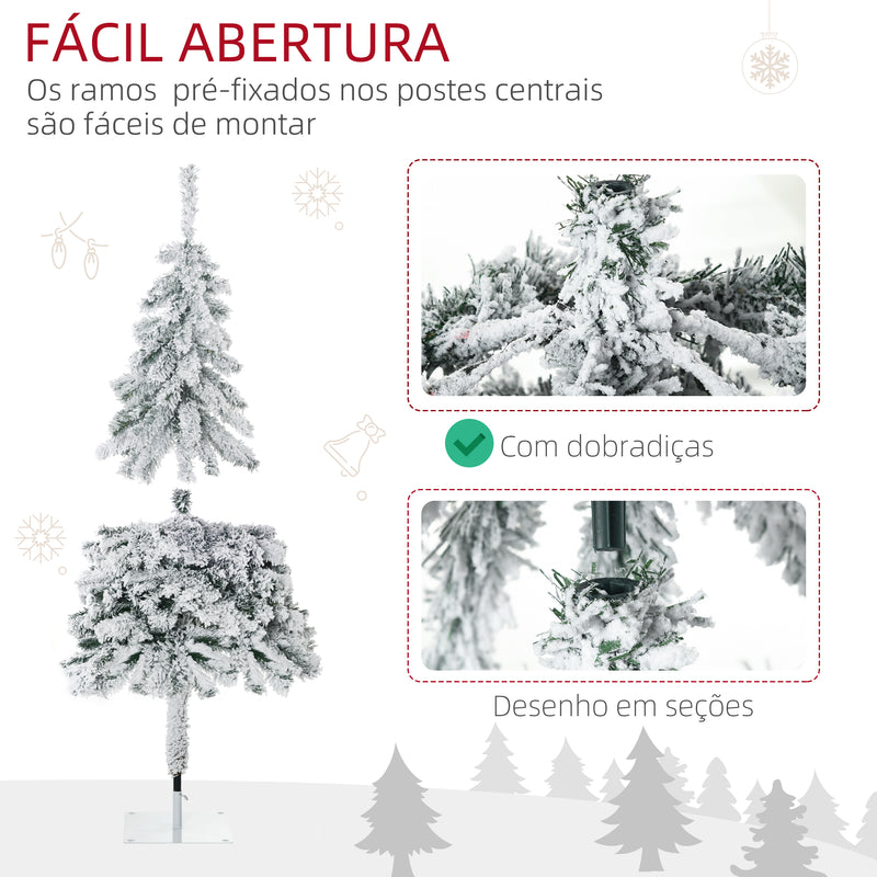 Árvore de Natal Artificial Árvore de Natal com Aspecto Nevado 180 cm com 290 Ramos e Base de Aço Decoração de Interiores Ø72x180 cm Verde