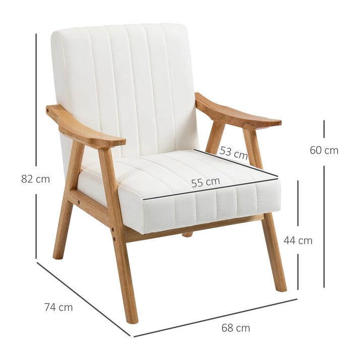 Poltrona de Sala de Estar Poltrona de Estilo Nórdico Estofada em Veludo com Assento e Encosto Acolchoados Pés de Madeira para Escritório Dormitório 68x74x82 cm Creme