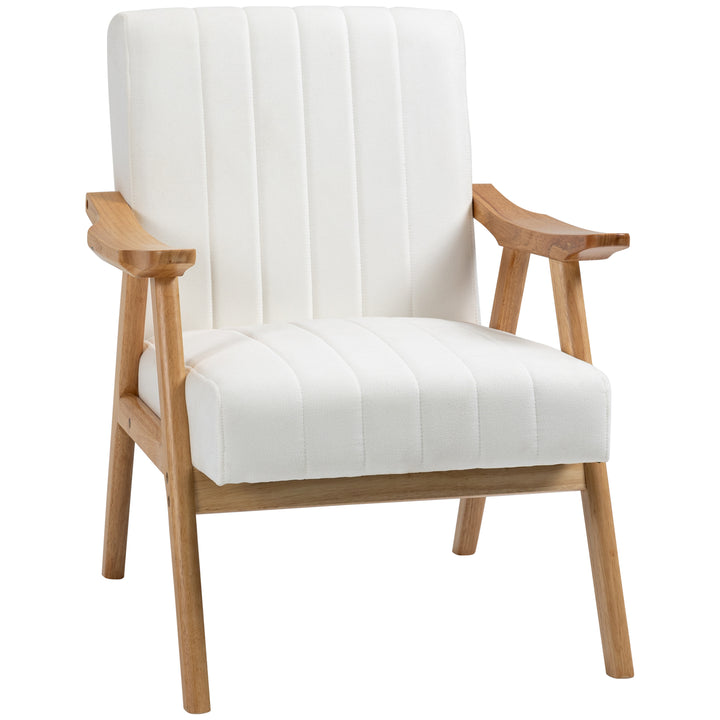Poltrona de Sala de Estar Poltrona de Estilo Nórdico Estofada em Veludo com Assento e Encosto Acolchoados Pés de Madeira para Escritório Dormitório 68x74x82 cm Creme