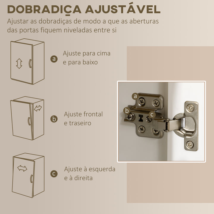 Armário de Cozinha Moderno Móvel Auxiliar de Cozinha com 5 Portas Prateleiras Ajustáveis Gaveta e Bancada para Micro-Ondas 100x40x180 cm Branco e Madeira