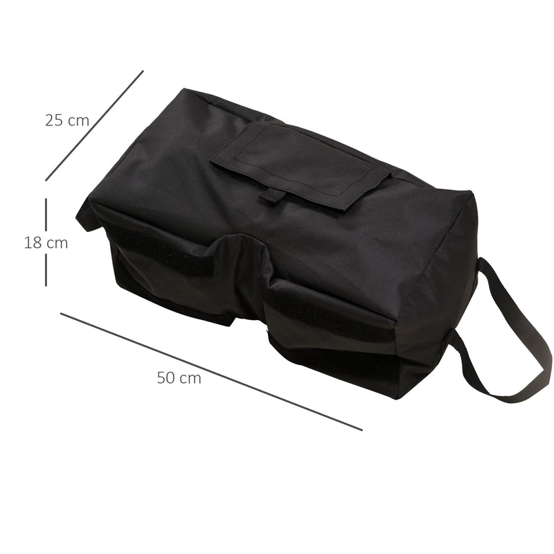 Conjunto de 2 Bolsas de Areia para Peso de Chapéu de Sol 50 kg Base para Chapéu de Sol com Pá e Alças Tecido Oxford Impermeável para Exterior 50x25x18 cm Preto