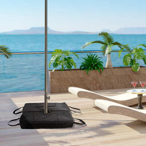 Conjunto de 2 Bolsas de Areia para Peso de Chapéu de Sol 50 kg Base para Chapéu de Sol com Pá e Alças Tecido Oxford Impermeável para Exterior 50x25x18 cm Preto