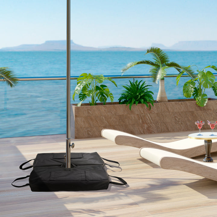 Conjunto de 2 Bolsas de Areia para Peso de Chapéu de Sol 50 kg Base para Chapéu de Sol com Pá e Alças Tecido Oxford Impermeável para Exterior 50x25x18 cm Preto