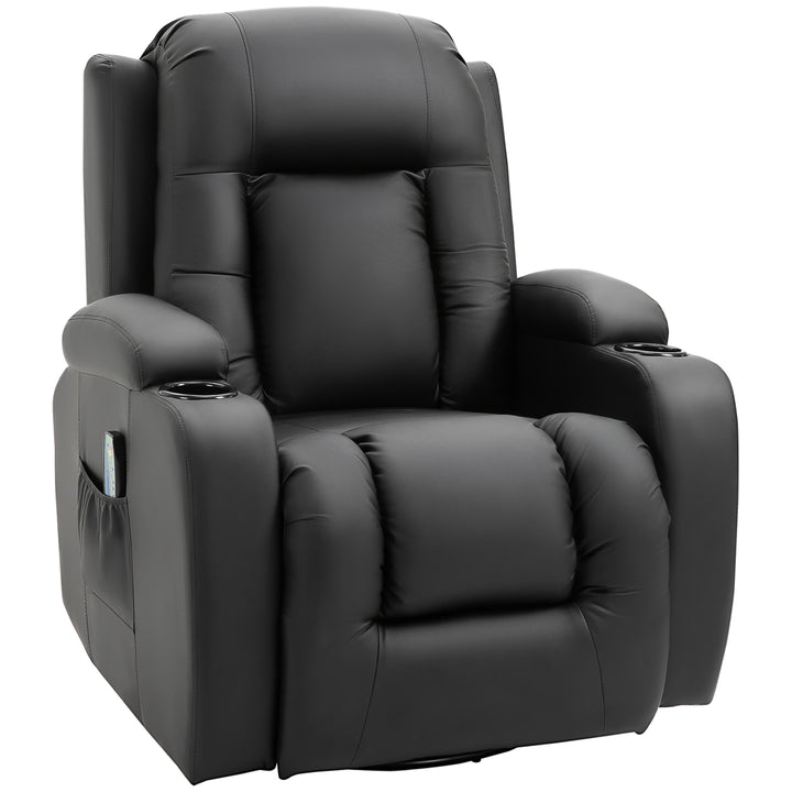 Poltrona de Massagem Reclinável até 150° Poltrona Relax com 8 Pontos de Massagem por Vibração Função de Aquecimento Giratória e Controlo Remoto 85x94x104 cm Preto