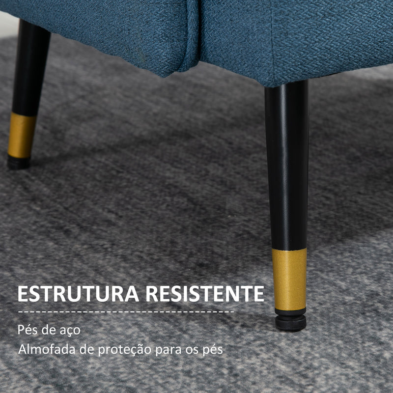 Poltrona Sala de Estar Poltrona Relax com Apoio para os Braços Assento Acolchoado e Pés de Aço Sofá Individual Moderno para Dormitório 76x68x80 cm Azul