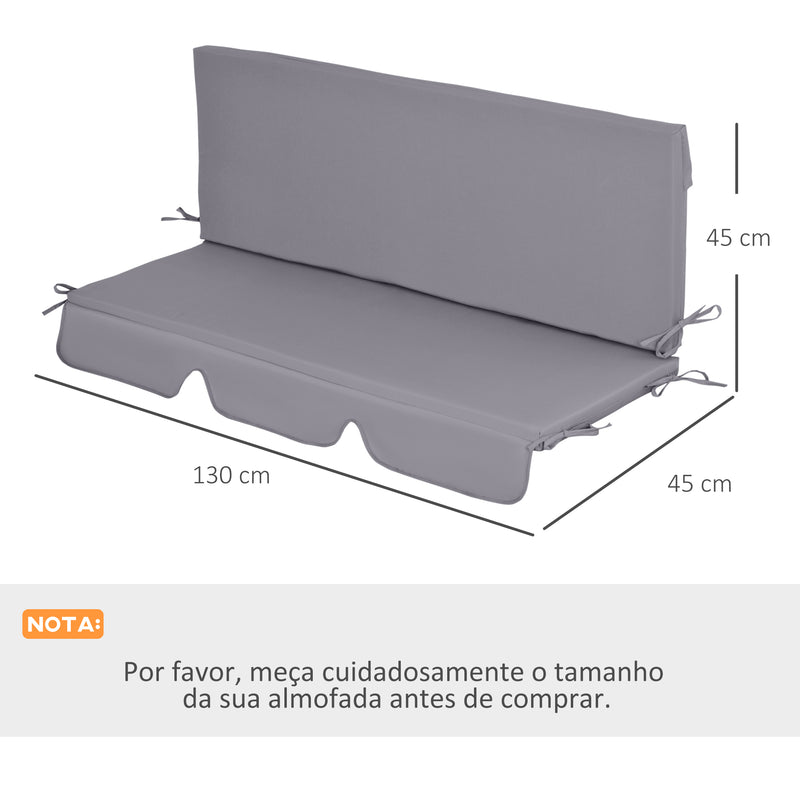 Almofada para Baloiço de 2 Peças 130x45x5 cm Almofada para Baloiço de Assento e Encosto Acolchoado para Jardim Varanda Exterior Cinza