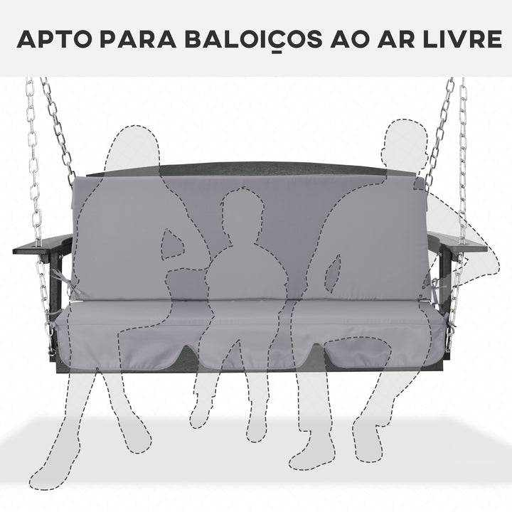 Almofada para Baloiço de 2 Peças 130x45x5 cm Almofada para Baloiço de Assento e Encosto Acolchoado para Jardim Varanda Exterior Cinza