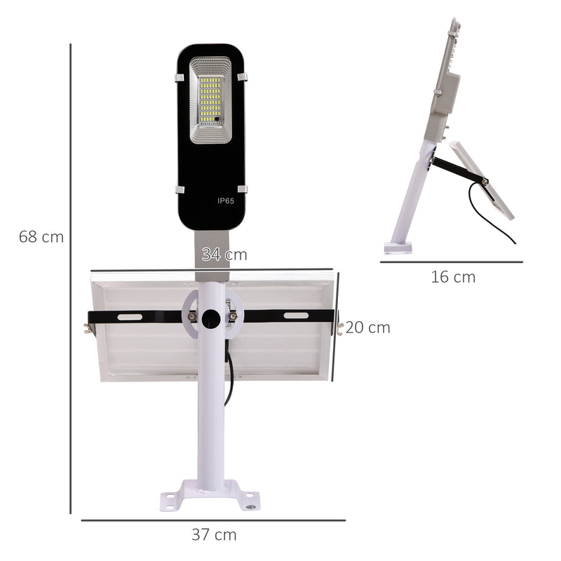 Candeeiro Solar de Exterior com 54 LED Candeeiro de Parede de Alumínio IP65 Impermeável com Iluminação Branco Frio e Controlo Remoto para Jardim Pátio 68x37x16 cm Prata