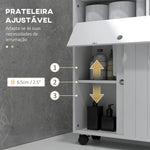 Armário Auxiliar Casa de Banho Moderno Armário Casa de Banho com 4 Rodas 2 Compartimentos para Papel Higiénico Armário e Prateleiras Ajustáveis Móvel Auxiliar de Armazenamento 52x17x67 cm Branco