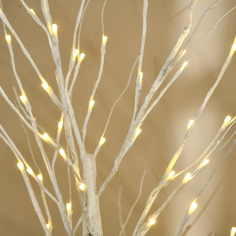 Árvore de Bétula Altura 180cm com 96 Luzes LED IP44 Branco Quente Ramos Flexíveis e Base de Candeeiro Árvore de Decoração de Natal para Interiores 22x22x180 cm Branco