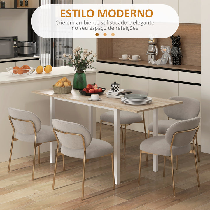 Mesa de Jantar Extensível para 4-6 Pessoas Mesa de Cozinha Moderna com Pés de Aço para Sala de Jantar 160x70x76 cm Madeira