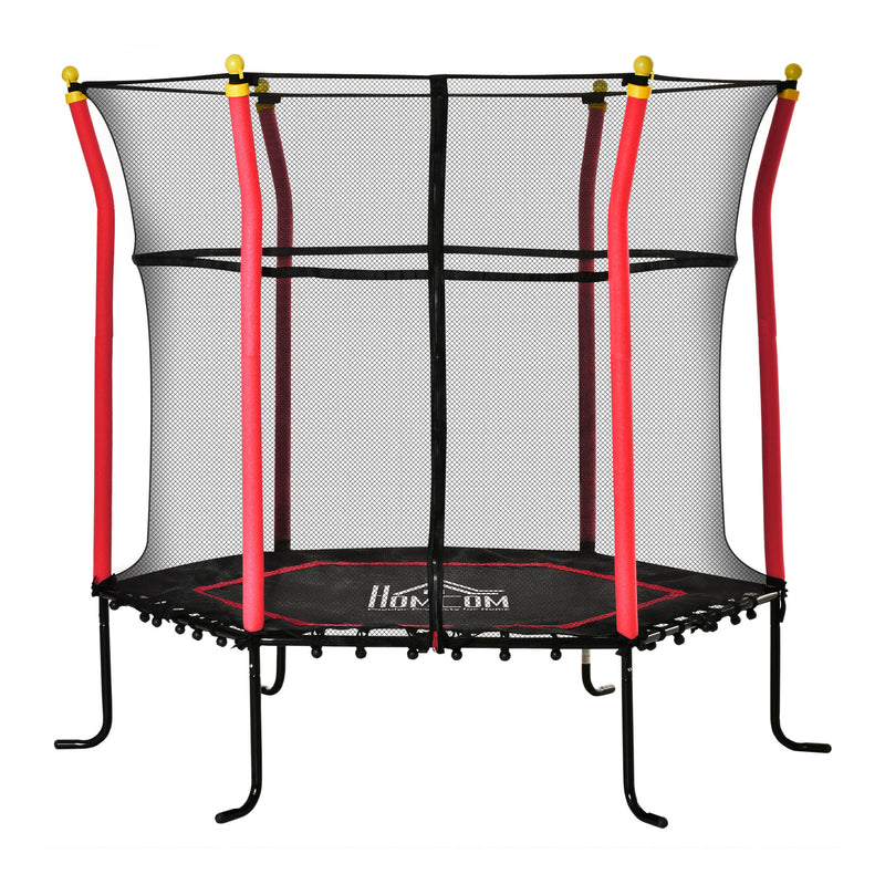 Trampolim para Crianças acima de 3 Anos Cama Elástica Infantil com Superfície de Salto Ø120 cm Rede de Segurança e Estrutura de Aço para Interiores e Exteriores Carga 50kg Ø160x163,5 cm Vermelho