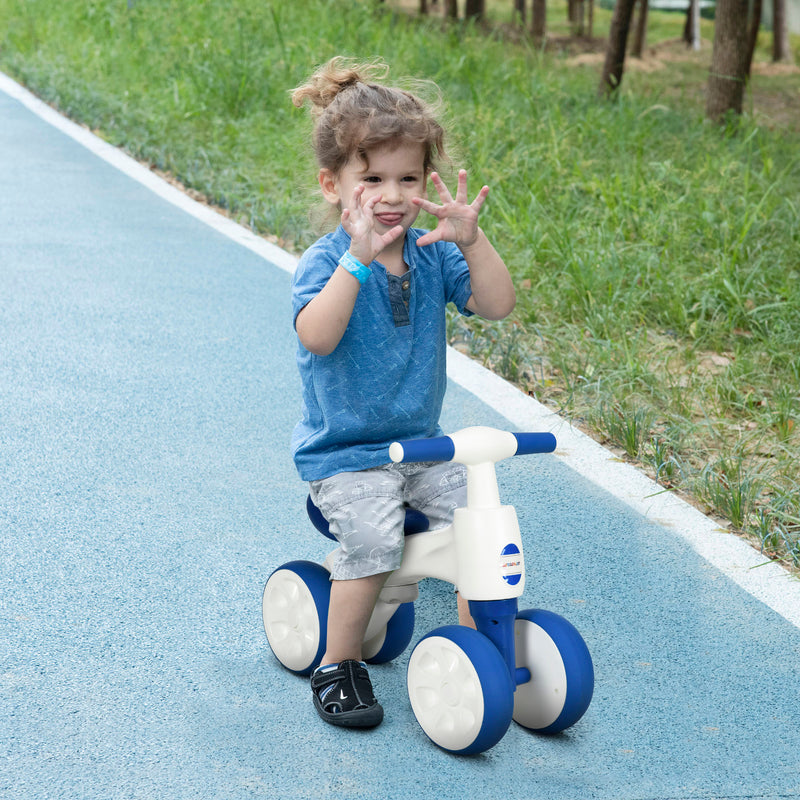 Bicicleta sem Pedais para Crianças de 18-36 Meses Carga 30 kg Bicicleta de Equilíbrio com Guiador Antiderrapante e 4 Rodas de Ø17 cm para Meninos e Meninas 56x30x42 cm Azul