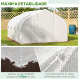 Estufa Tipo Túnel 395x300x200 cm com Porta de Malha e 8 Janelas Estufa de Jardim com Porta e Janelas Enroláveis e Cobertura de PE para Cultivos de Plantas Verduras Branco