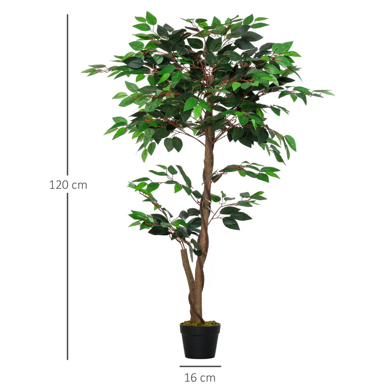 Árvore de Chá Artificial 120 cm Planta Artificial com 546 Folhas Musgo e Vaso Planta Artificial Decorativa para Interior e Exterior Casa Sala de Estar Escritório Verde